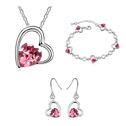 Bracelet & earring & necklace CRYSTALLIZED™ with Zinc Alloy with 4cm extender chain Heart platinum plated Rose 1.0  Length Approx 6 Inch Approx 17-20 Inch Sold By Set