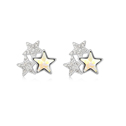 Pendientes de Elementos de Cristal Swarovski, Estrella, chapado en platina real, Champán Dorado, 1.8x2.1cm, Vendido por Par