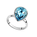 CRYSTALLIZED™ Element Crystal Finger Ring with Zinc Alloy Teardrop platinum plated Aquamarine 1.3cm US Ring .5 Sold By PC
