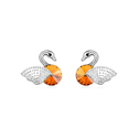 CRYSTALLIZED™ Element Crystal Earring, with Tibetan Style, Swan, platinum plated, Topaz, 1.6x1.4cm, Sold By Pair
