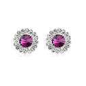CRYSTALLIZED™ Element Crystal Earring with Zinc Alloy Flower platinum plated Violet Sold By Pair