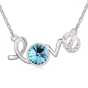 CRYSTALLIZED™ Element Crystal Necklace with Zinc Alloy word love platinum plated oval chain Lt Sapphire Sold Per Approx 15.5 Inch Strand