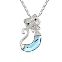 CRYSTALLIZED™ Element Crystal Necklace with Zinc Alloy Cat platinum plated Lt Sapphire Sold Per Approx 11-22 Inch Strand