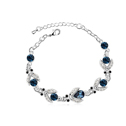 Bracelet en cristal CRYSTALLIZED™ élément, avec alliage de zinc, avec 4cm chaînes de rallonge, Plaqué de platine, bleu montana, 1.9cm, Vendu par Environ 6 pouce brin