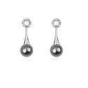 Tibetan Style, with CRYSTALLIZED™ Crystal Pearl, platinum plated, dark grey, 1.0x3.1cm, Sold By Pair