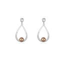 Zinc Alloy with CRYSTALLIZED™ Crystal Pearl Teardrop platinum plated coffee color Sold By Pair
