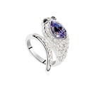 Austrijos Crystal Finger Ring, Cinko lydinys, su Austrijos Crystal, Gyvatė, paplatinuota, purpurinis, 1.7cm, Dydis:7.5, Pardavė PC