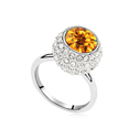 Αυστριακό κρύσταλλο δάχτυλο του δακτυλίου, Αυστριακή κρυστάλλων, με Κράμα ψευδάργυρου, Drum, επιπλατινωμένα, κίτρινος, 1.7cm, Μέγεθος:7.5, Sold Με PC