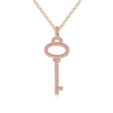 Crystal zinek náhrdelník, Krystal, s Zinek, Klíč, skutečný pozlacené, Light Rose, 1.7x4.7cm, Prodáno za Cca 17-20 inch Strand
