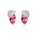 CRYSTALLIZED™ Element Crystal Earring, with Tibetan Style, Leaf, platinum plated, Rose, 1.2x2cm, Sold By Pair