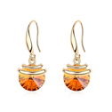 CRYSTALLIZED™ Element Crystal Earring with Zinc Alloy real gold plated Topaz Sold By Pair