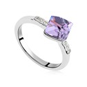 CRYSTALLIZED™ Element Crystal Finger Ring with Zinc Alloy Cube platinum plated Violet 1.7cm US Ring .5 Sold By PC