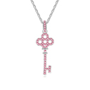 CRYSTALLIZED™ Element Crystal Necklace, with Tibetan Style, Key, platinum plated, Light Rose, 1.3x3.8cm, Sold Per Approx 17-20 Inch Strand