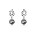 CRYSTALLIZED™ Crystal Pearl, with Tibetan Style, platinum plated, dark grey, 1.0x2.9cm, Sold By Pair