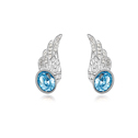 CRYSTALLIZED™ Element Crystal Earring, with Tibetan Style, Wing Shape, platinum plated, Aquamarine, 1.0x2.5cm, Sold By Pair
