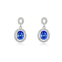 Austrian Crystal Earring Zinc Alloy with Austrian Crystal Oval platinum plated blue Sold By Pair