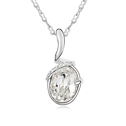 Элемента Сваровски Crystal ожерелье, сваровский, с цинковый сплав, с 5cm наполнитель цепи, Плоская овальная форма, покрытый платиной, кристальный, 1.4x2.8cm, Продан через Приблизительно 15.5 дюймовый Strand