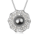 CRYSTALLIZED™ Crystal ожерелье перлы, CRYSTALLIZED™ хрустальный жемчуг, с цинковый сплав, с 5cm наполнитель цепи, покрытый платиной, со стразами, тёмно-серый, 1.6x1.6cm, Продан через Приблизительно 15.5 дюймовый Strand