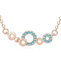 Crystal Tibetan Style Necklace, with Tibetan Style, with 5cm extender chain, Round, rose gold color plated, Aquamarine, 3.2x1.0cm, Sold Per Approx 15.5 Inch Strand