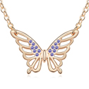 Tibetan Style Jewelry Necklace, with 5cm extender chain, Butterfly, real gold plated, with Austria rhinestone, purple, nickel, lead & cadmium free, 2.5x1.6cm, Sold Per Approx 15.5 Inch Strand