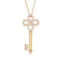 Кристалл ожерелье с цинковым сплавом, Кристаллы, с цинковый сплав, с 5cm наполнитель цепи, Ключ, плакированный настоящим золотом, 2.2x5.5cm, Продан через Приблизительно 15.5 дюймовый Strand