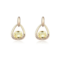 Austrian Crystal Earring, Tibetan Style, with Austrian Crystal, Teardrop, real gold plated, yellow, 1.6x2.5cm, Sold By Pair