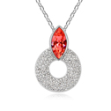 CRYSTALLIZED™ Element Crystal Necklace, with Tibetan Style, with 5cm extender chain, Donut, platinum plated, with rhinestone, Padparadscha, 2.2x3.2cm, Sold Per Approx 15.5 Inch Strand