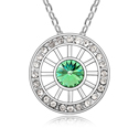 CRYSTALLIZED™ Prvek Krystal náhrdelník, s Zinek, s 5cm extender řetězce, Flat Round, platina á, olivově zelená, 1.9x1.9cm, Prodáno za Cca 15.5 inch Strand