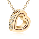 Collar de Aleación de Zinc, con Cristal austriario, con 5cm extender cadena, Corazón, chapado en oro de 18 K, 1.7x1.7cm, Vendido para aproximado 15.5 Inch Sarta