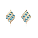 Austrian Crystal Earring, Tibetan Style, with Austrian Crystal, real gold plated, sea blue, 1.5x2.3cm, Sold By Pair