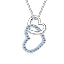 Crystal Zinc Alloy halskæde, Krystal, med Zinc Alloy, med 5cm extender kæde, Heart, platineret, Cerulean, 1.5x3.0cm, Solgt Per Ca. 15.5 inch Strand
