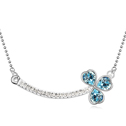 Swarovski Kristall Halsketten, mit Zinklegierung, mit Verlängerungskettchen von 5cm, Herz, platiniert, Aquamarin, 5.1x1.8cm, verkauft per ca. 15.5 ZollInch Strang