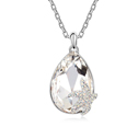 Элемента Кристалл АА класса Crystal ожерелье, сваровский, с цинковый сплав, с 5cm наполнитель цепи, Каплевидная форма, покрытый платиной, кристальный, 2.2x4.1cm, Продан через Приблизительно 15.5 дюймовый Strand