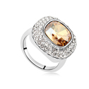 Anillo de dedo de Swarovski Element Crystal, con aleación de zinc, chapado en platina real, Sombra de oro de cristal, 1.7cm, tamaño:6.5, Vendido por UD