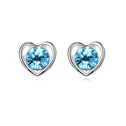 Crystal Earrings with Zinc Alloy Heart platinum plated Indicolite Sold By Pair