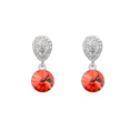 CRYSTALLIZED™ Element Crystal Earring with Zinc Alloy Flat Round platinum plated Padparadscha Sold By Pair
