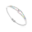 Tibetan Style Bangle, platinum plated, with Austria rhinestone, multi-colored, 6.1x4.7cm, Inner Diameter:Approx 55mm, Length:Approx 7-9 Inch, Sold By PC