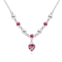 Элемента Кристалл АА класса Crystal ожерелье, сваровский, с цинковый сплав, с 5cm наполнитель цепи, Сердце, покрытый платиной, розовый, 1.1x6.5cm, Продан через Приблизительно 15.5 дюймовый Strand