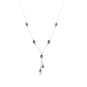 CRYSTALLIZED™ Element Crystal Necklace, with Tibetan Style, with 5cm extender chain, Teardrop, platinum plated, Tanzanite, 0.8x9.8cm, Sold Per Approx 15.5 Inch Strand