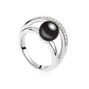 CRYSTALLIZED™ Crystal parel vinger Ring, CRYSTALLIZED™ Crystal Pearl, met Zinc Alloy, geplatineerd, met strass, zwart, 1.7cm, Maat:6.5, Verkocht door PC