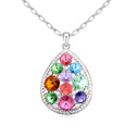 CRYSTALLIZED™ Element Crystal Necklace, with Tibetan Style, with 5cm extender chain, Teardrop, platinum plated, with rhinestone, multi-colored, 3.8x2.8cm, Sold Per Approx 15.5 Inch Strand