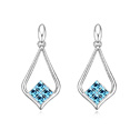 CRYSTALLIZED™ Element Crystal Earring, with Tibetan Style, Teardrop, platinum plated, Aquamarine, 2x4.5cm, Sold By Pair