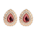 Crystal Earrings Zinc Alloy with Crystal Teardrop real gold plated red Sold By Pair