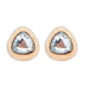 Boucles d'oreilles cristal, alliage de zinc, avec cristal, triangle, Plaqué d'or, transparent, 2.8x2.6cm, Vendu par paire