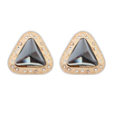 Boucles d'oreilles cristal, alliage de zinc, avec cristal, triangle, Plaqué d'or, noire, 2.4x2.6cm, Vendu par paire