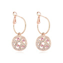 Austrian Crystal Earring Zinc Alloy with Austrian Crystal Flat Round real gold plated light red Sold By Pair
