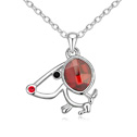 Swarovski Kristall Halsketten, mit Zinklegierung, mit Verlängerungskettchen von 5cm, Hund, platiniert, Crystal Red Magma, 2.2x2.8cm, verkauft per ca. 15.5 ZollInch Strang