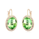 CRYSTALLIZED™ Element Crystal Earring with Zinc Alloy Oval real gold plated Peridot Sold By Pair