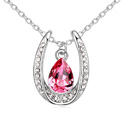 Элемента Сваровски Crystal ожерелье, сваровский, с цинковый сплав, с 5cm наполнитель цепи, покрытый платиной, розовый, 2.2x1.6cm, Продан через Приблизительно 15.5 дюймовый Strand