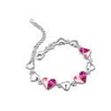 Bracelet en cristal CRYSTALLIZED™ élément, avec alliage de zinc, avec 4cm chaînes de rallonge, coeur, Plaqué de platine, rose, 1.3cm, Vendu par Environ 6 pouce brin